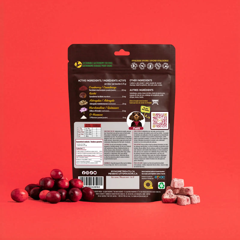 Supplément urinaire à la canneberge pour chien — confort urinaire naturel - Verso - Mes Biscuits Maison