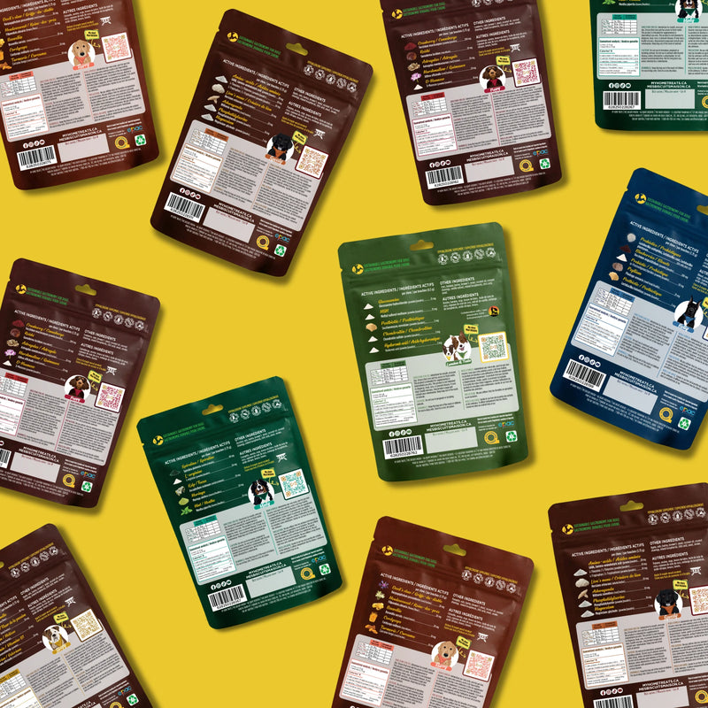 Ensemble 7-en-1 suppléments naturels pour chien — offre groupée complète - Verso - Mes Biscuits Maison